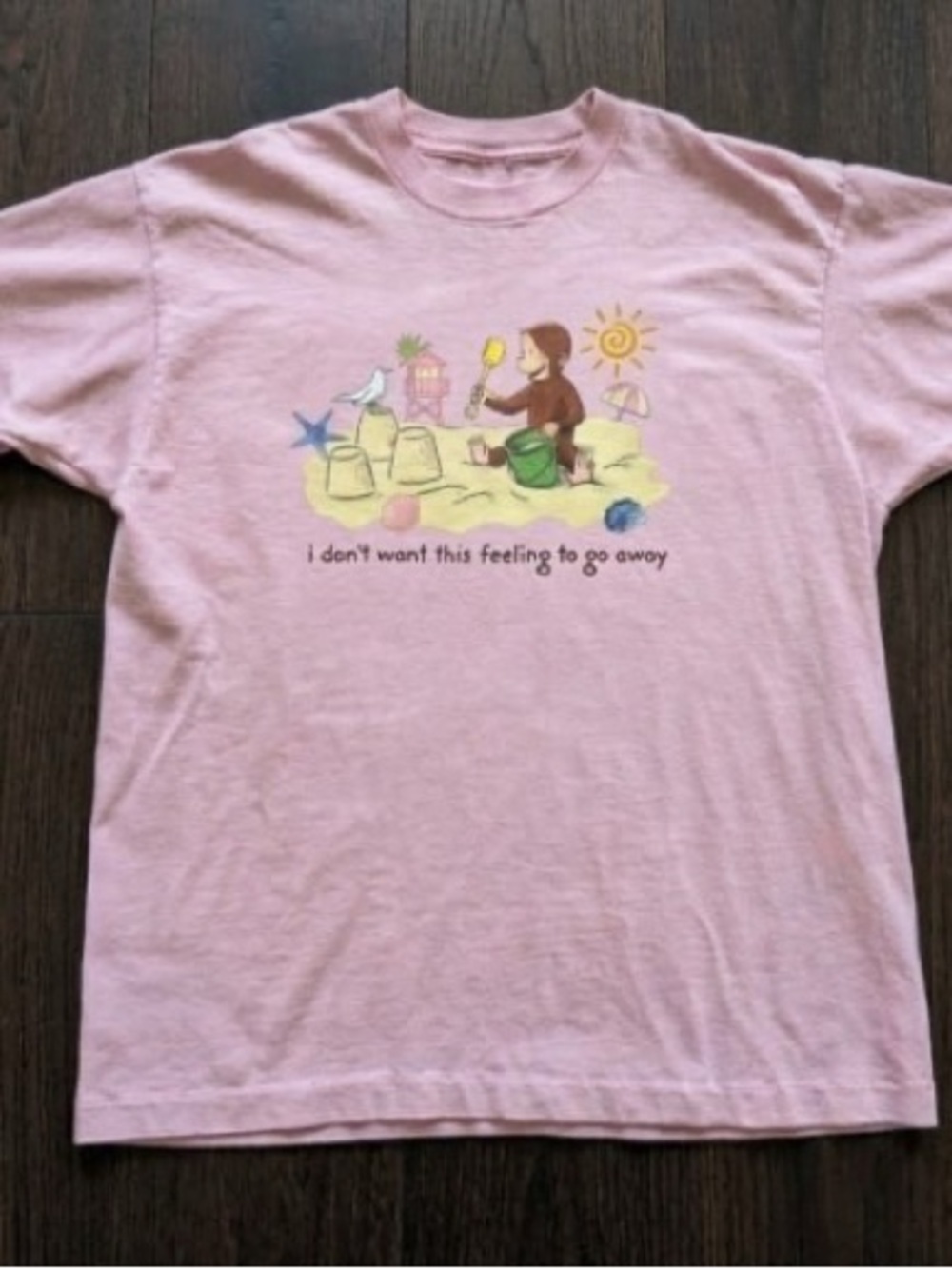 Curious George Beach Graphic T-Shirt —Light Pink Tee